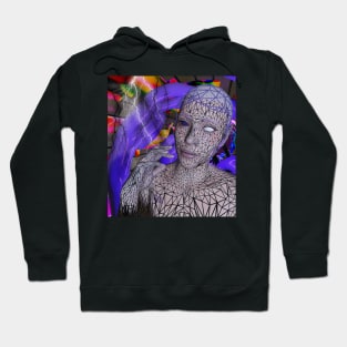 W3bHUMAN. Absorder into the net. 3D DIGITAL ART. TECHNO Hoodie